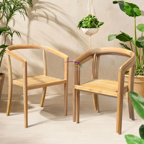 Armchair Stackable With Slat Seat