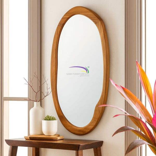 Aurelia Oval Teak Mirror 