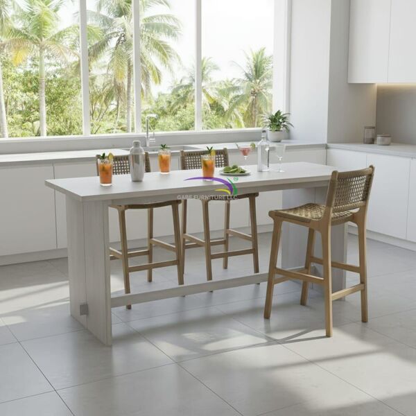Coastal Rattan Bar Table Set