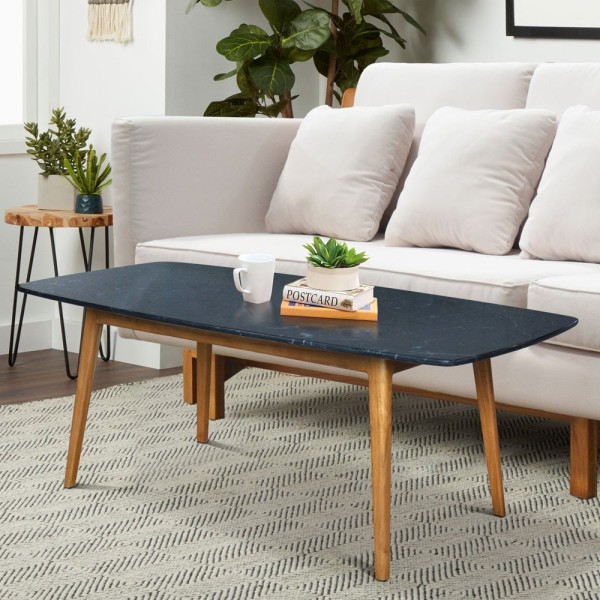 COFFEE TABLE WITH WHITE MARBLE TOP