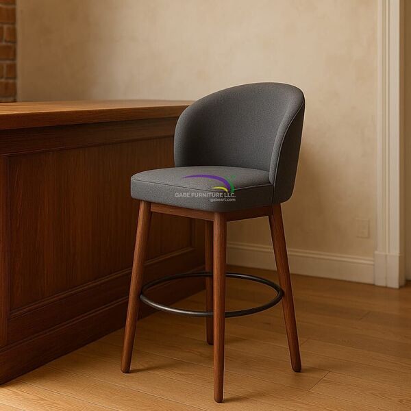 Curved Back Barstool – Solid Teak Frame 