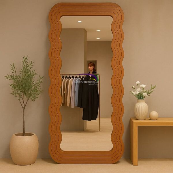 Marbella Wavy Teak Full-length Mirror