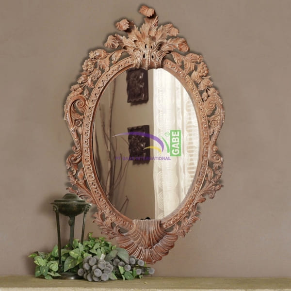Mirror With Carving Frame Oval Shell