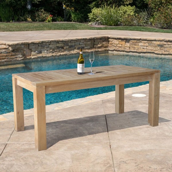 Rectangular Table Teak With Slat Top 120 X 60 Cm