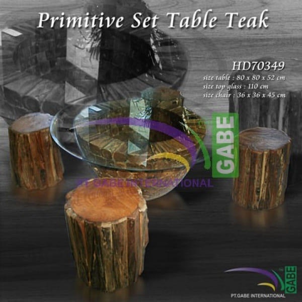 Set Coffee Table Teak Wood Twigs 