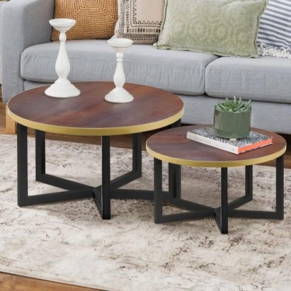 Set Of 2 Side Table 70 Steel Black And Rby