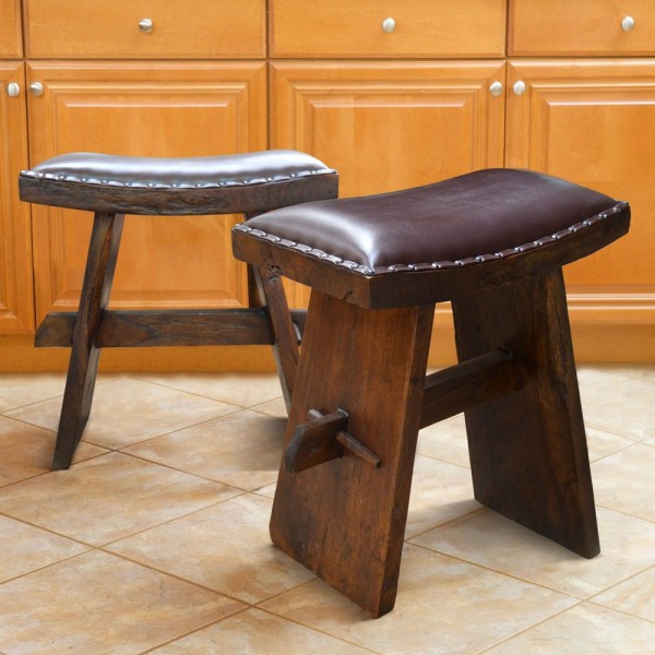 SHOGUN STOOL WITH LEATHER