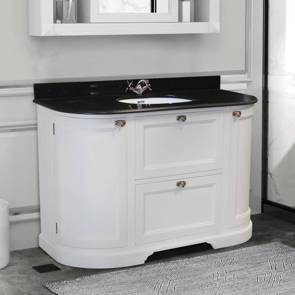 Single Vanity Parm White - Black Marble