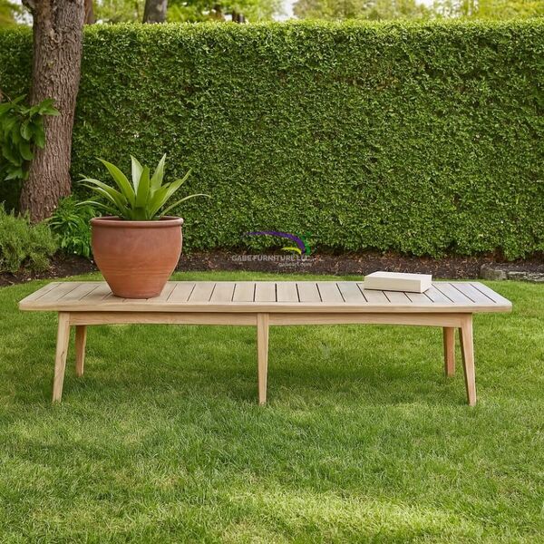 Solid Teak Outdoor Garden Bench – Slatted Top
