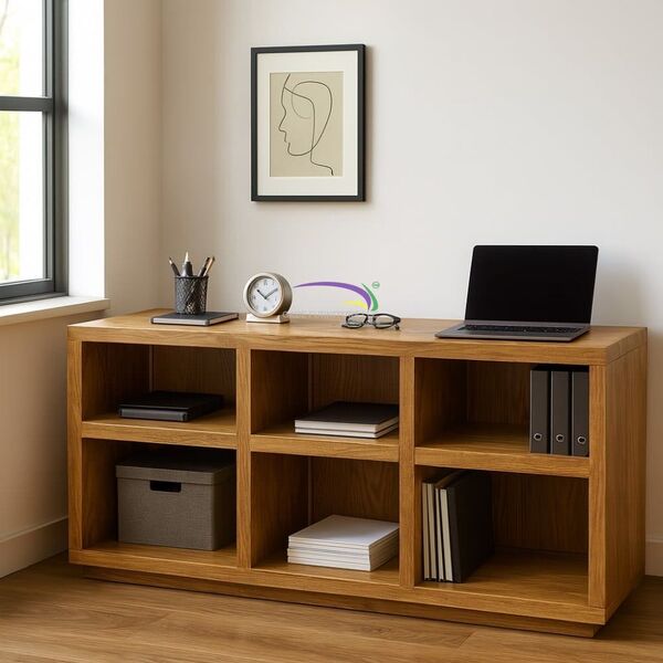 Solidteak Open Shelf Book Rack – 6 Compartments
