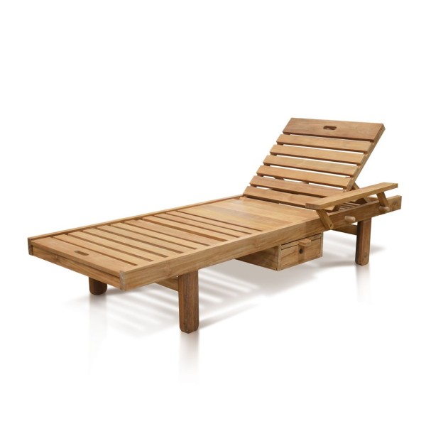 Sun Lounger Ulin Legs With Left Armrest - With Wheel