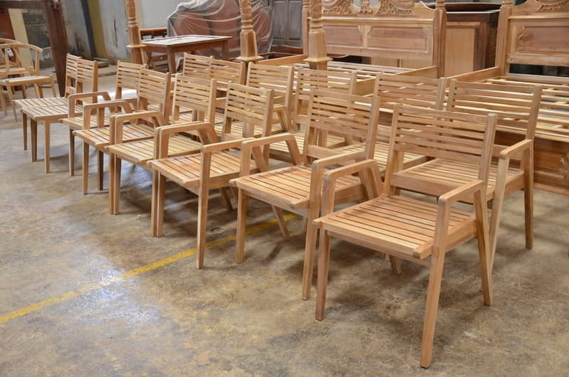 Contract manufacturing teak stacking chairs